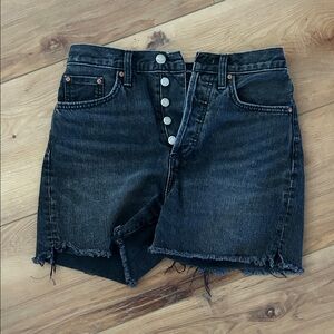 Black Denim forum Button-Fly Shorts